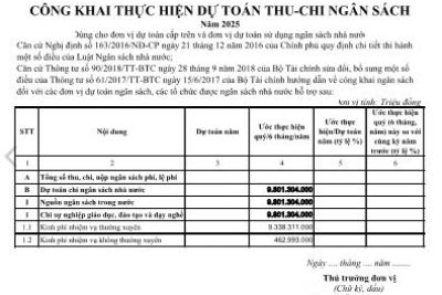 QĐ Về việc công bố công khai quyết toán ngân sách nhà nước năm 2025